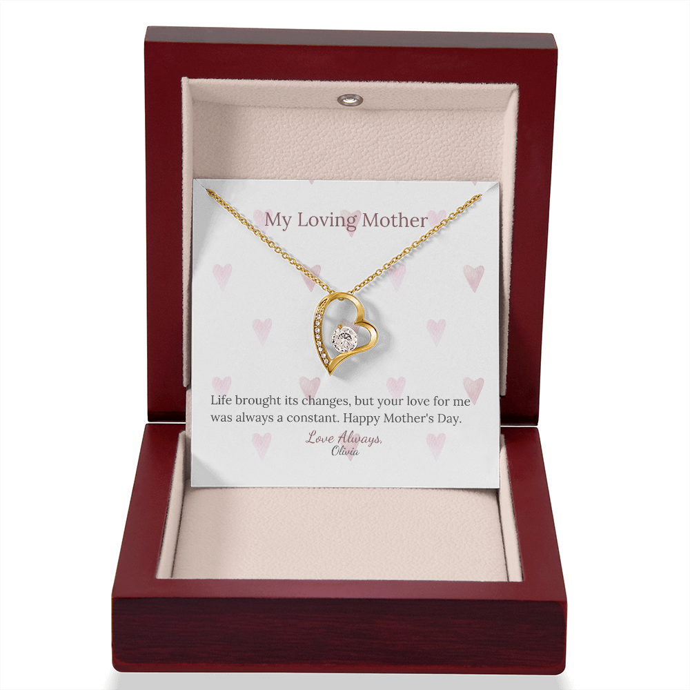 Heartfelt Mother's Day Gift – Forever Love Necklace with Custom Name - PawsMartOnline Jewelry 18k Yellow Gold Finish / Mahogany W/ LED Spotlight