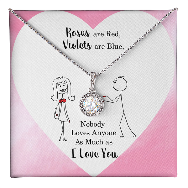 Roses Are Red, Violets Are Blue Necklace - Endless Love Gifts Jewelry Mahogany Box with LED Spotlight