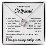 Love Knot Necklace – Girlfriend Gift - Endless Love Gifts Jewelry 14K White Gold Finish / Standard Box (No LED Light)