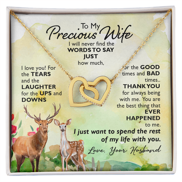 My Precious Wife Heart Necklace - Endless Love Gifts Jewelry 18K Yellow Gold Finish / Standard Box