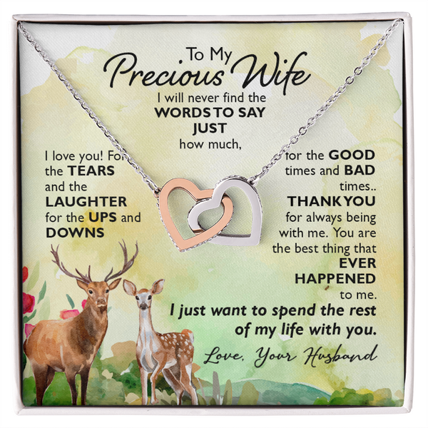 My Precious Wife Heart Necklace - Endless Love Gifts Jewelry 14k White Gold Finish / Standard Box