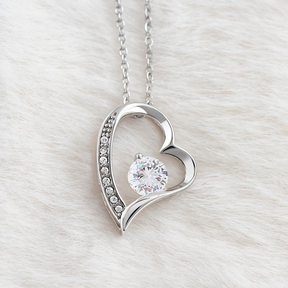 Heartfelt Mother's Day Gift – Forever Love Necklace with Custom Name - PawsMartOnline Jewelry 14k White Gold Finish / Mahogany W/ LED Spotlight