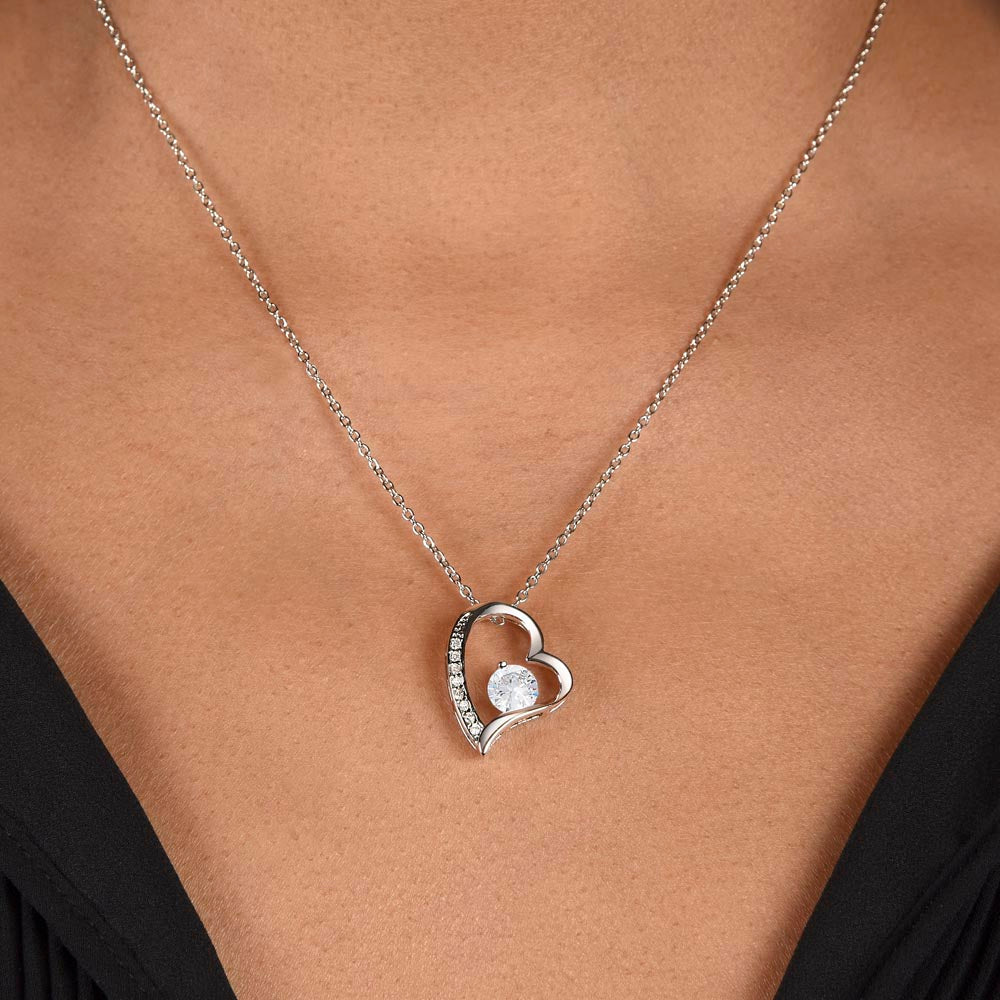Heartfelt Mother's Day Gift – Forever Love Necklace with Custom Name - PawsMartOnline Jewelry 14k White Gold Finish / Mahogany W/ LED Spotlight
