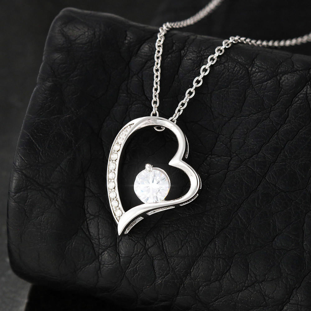 Heartfelt Mother's Day Gift – Forever Love Necklace with Custom Name - PawsMartOnline Jewelry 14k White Gold Finish / Mahogany W/ LED Spotlight