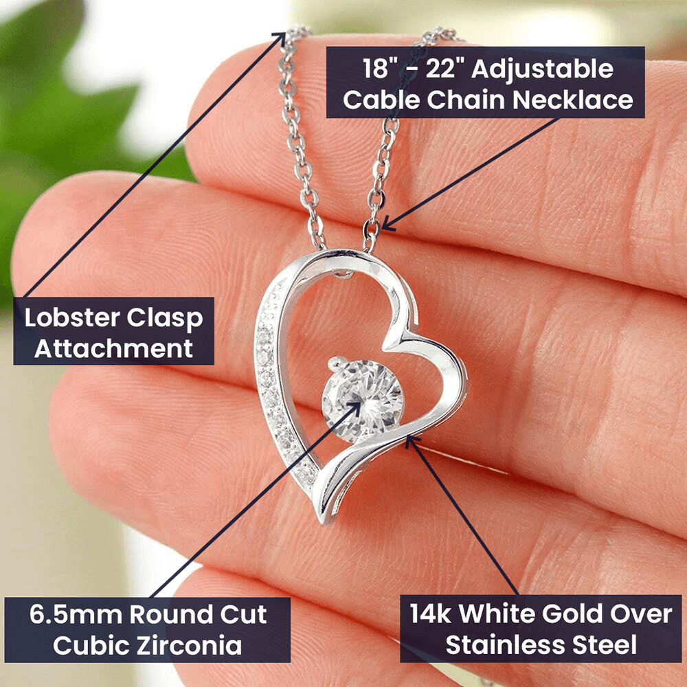 Heartfelt Mother's Day Gift – Forever Love Necklace with Custom Name - PawsMartOnline Jewelry 14k White Gold Finish / Mahogany W/ LED Spotlight