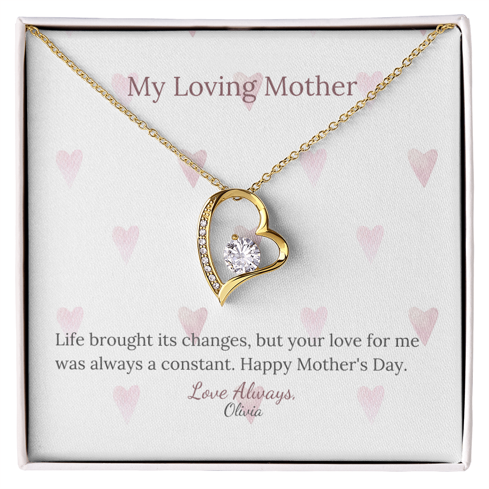 Heartfelt Mother's Day Gift – Forever Love Necklace with Custom Name - PawsMartOnline Jewelry 14k White Gold Finish / Mahogany W/ LED Spotlight