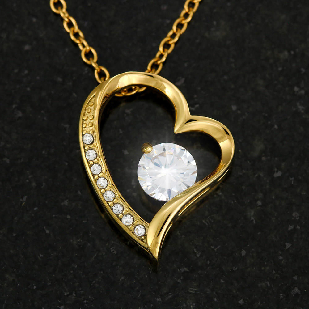 Heartfelt Mother's Day Gift – Forever Love Necklace with Custom Name - PawsMartOnline Jewelry 14k White Gold Finish / Mahogany W/ LED Spotlight