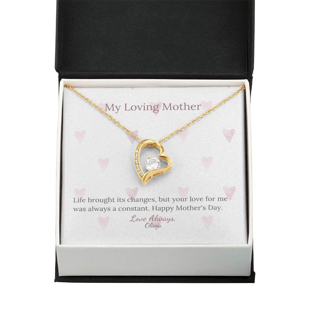 Heartfelt Mother's Day Gift – Forever Love Necklace with Custom Name - PawsMartOnline Jewelry 18k Yellow Gold Finish / Standard Box