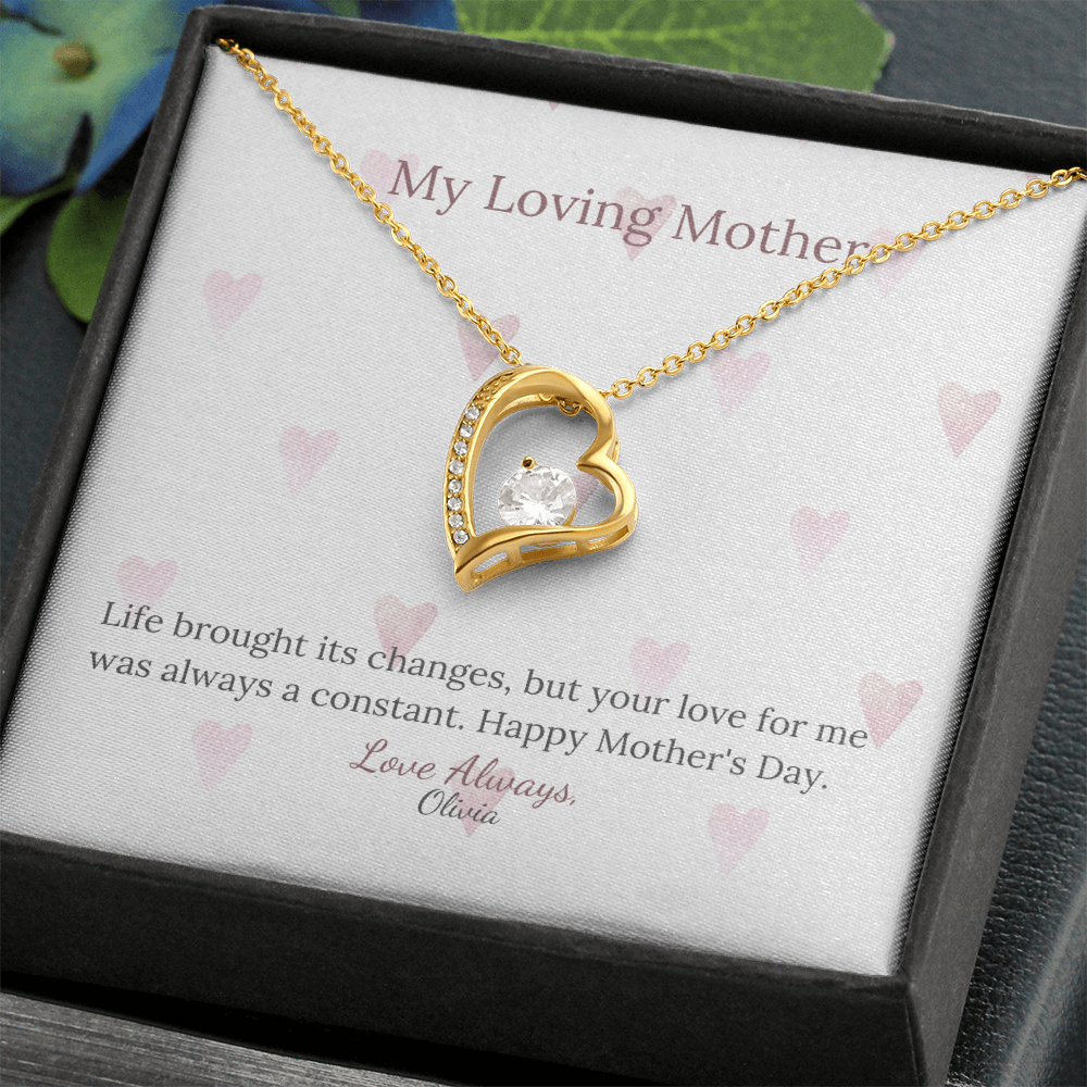 Heartfelt Mother's Day Gift – Forever Love Necklace with Custom Name - PawsMartOnline Jewelry 14k White Gold Finish / Mahogany W/ LED Spotlight