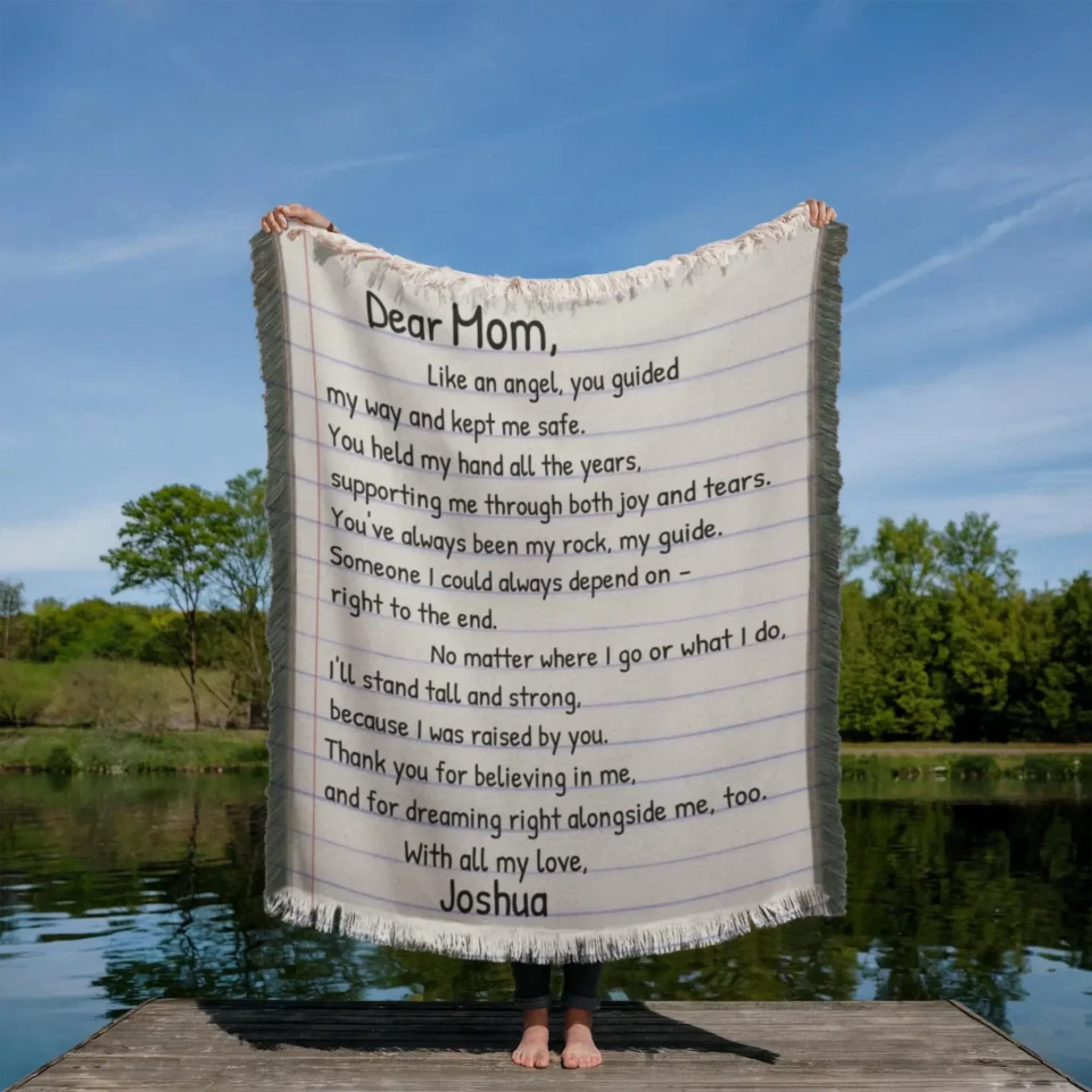 Custom printed blanket with heartfelt message