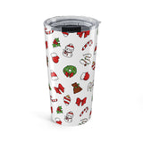 Tumbler with Christmas-themed design on a white background