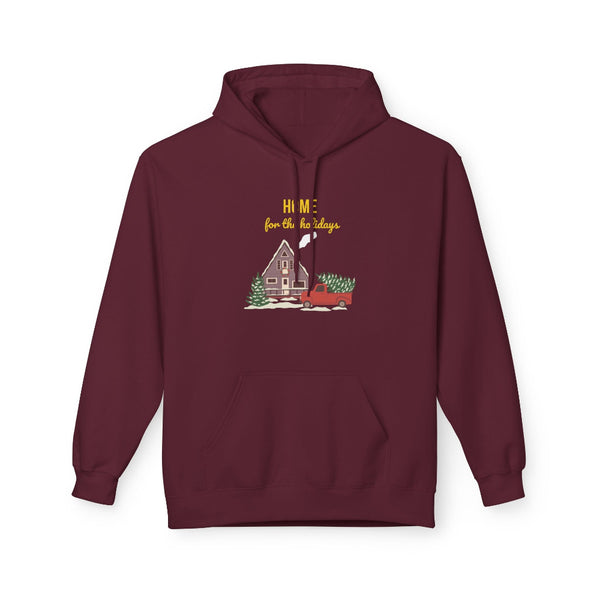 Maroon hoodie with a graphic design on a white background