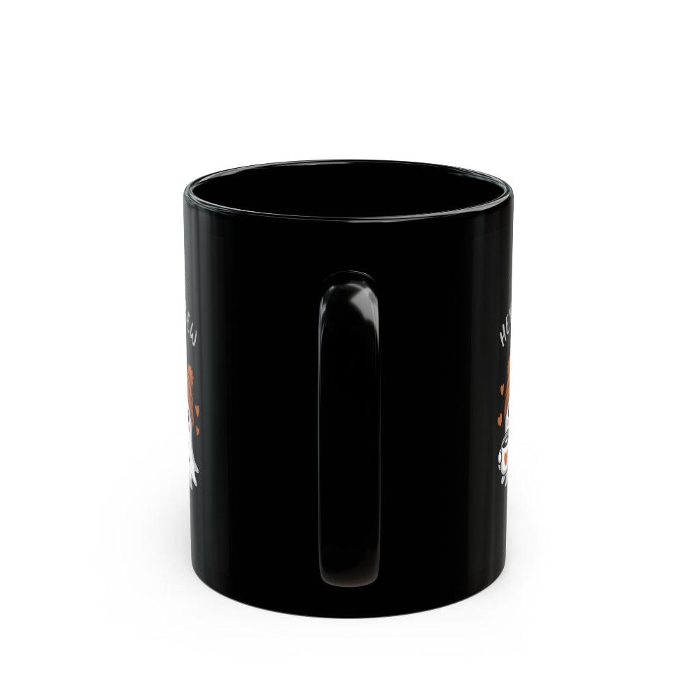 Black mug with a handle on a white background