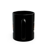 Black mug with a handle on a white background