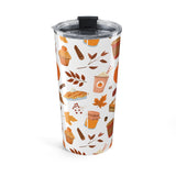 Tumbler with autumn-themed design on a white background
