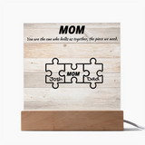 Custom Puzzle Piece Mom Acrylic Plaque - Endless Love Gifts Acrylic Plaque Custom Puzzle Piece Mom Acrylic Plaque / Default / Corded Base