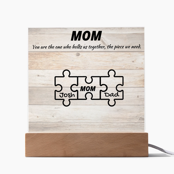 Custom Puzzle Piece Mom Acrylic Plaque - Endless Love Gifts Acrylic Plaque Custom Puzzle Piece Mom Acrylic Plaque / Default / Corded Base