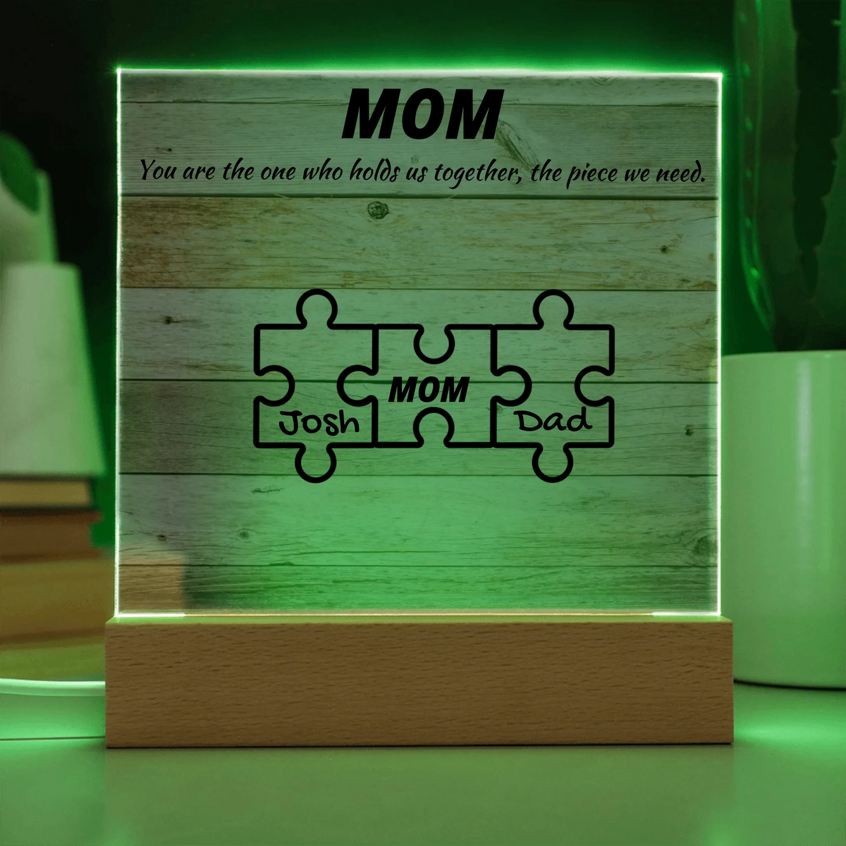 Custom Puzzle Piece Mom Acrylic Plaque - Endless Love Gifts Acrylic Plaque Custom Puzzle Piece Mom Acrylic Plaque / Default / Corded Base