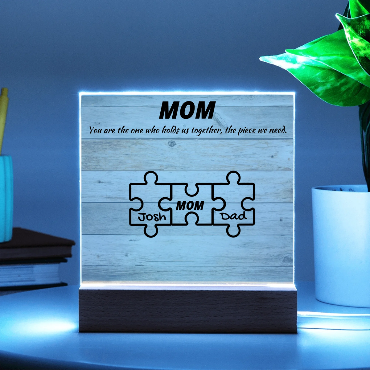 Custom Puzzle Piece Mom Acrylic Plaque - Endless Love Gifts Acrylic Plaque Custom Puzzle Piece Mom Acrylic Plaque / Default / Corded Base