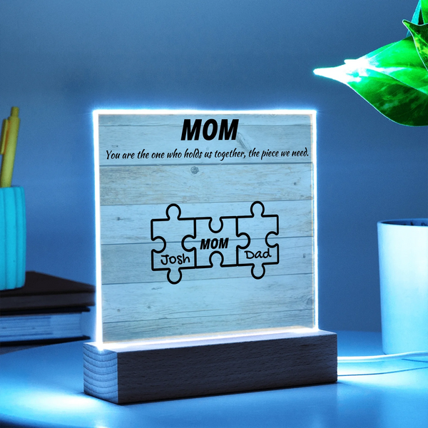 Custom Puzzle Piece Mom Acrylic Plaque - Endless Love Gifts Acrylic Plaque Custom Puzzle Piece Mom Acrylic Plaque / Default / Corded Base