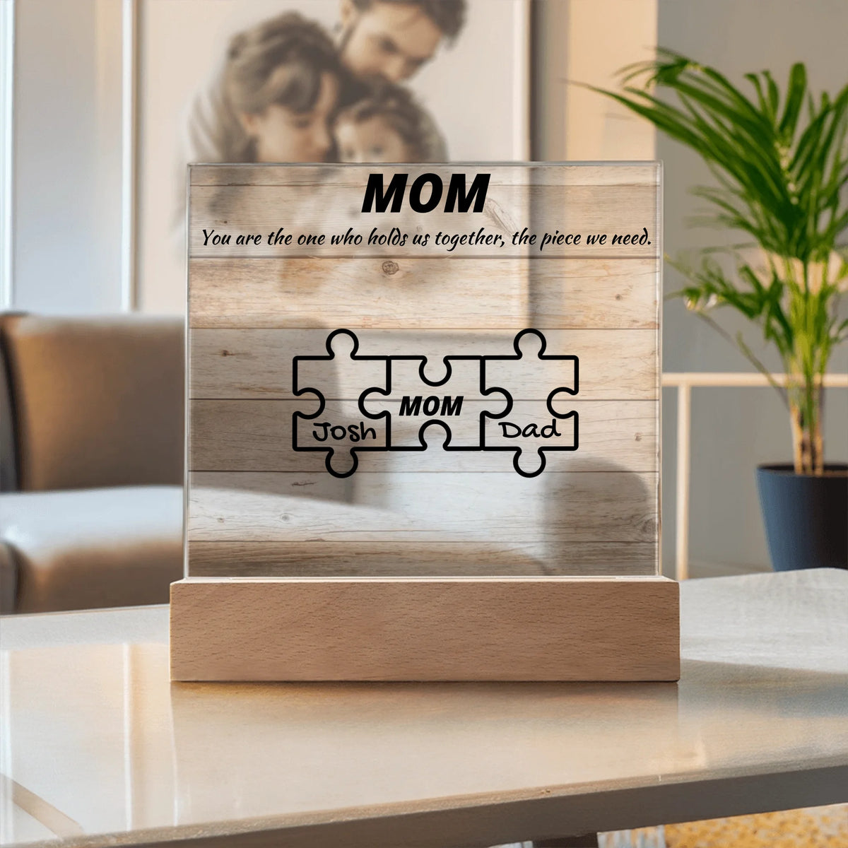 Custom Puzzle Piece Mom Acrylic Plaque - Endless Love Gifts Acrylic Plaque Custom Puzzle Piece Mom Acrylic Plaque / Default / Corded Base