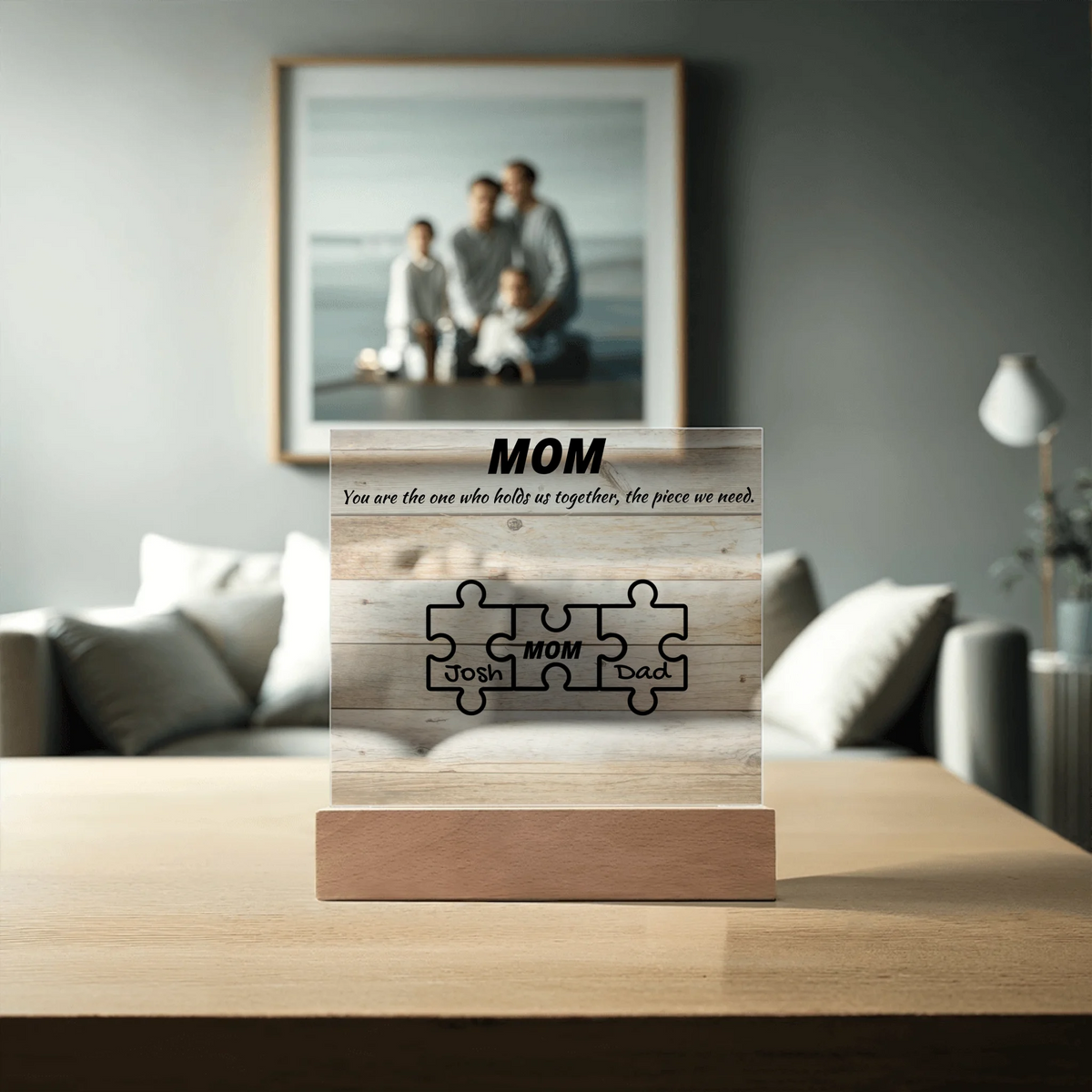 Custom Puzzle Piece Mom Acrylic Plaque - Endless Love Gifts Acrylic Plaque Custom Puzzle Piece Mom Acrylic Plaque / Default / Corded Base