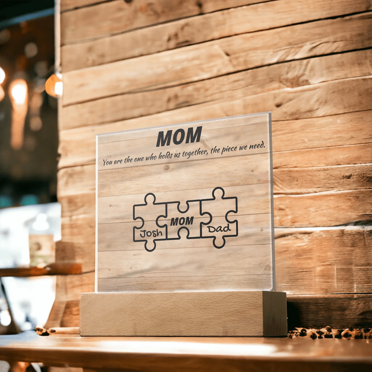 Custom Puzzle Piece Mom Acrylic Plaque - Endless Love Gifts Acrylic Plaque Custom Puzzle Piece Mom Acrylic Plaque / Default / Corded Base