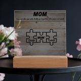 Custom Puzzle Piece Mom Acrylic Plaque - Endless Love Gifts Acrylic Plaque Custom Puzzle Piece Mom Acrylic Plaque / Default / Corded Base