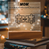 Custom Puzzle Piece Mom Acrylic Plaque - Endless Love Gifts Acrylic Plaque Custom Puzzle Piece Mom Acrylic Plaque / Default / Corded Base
