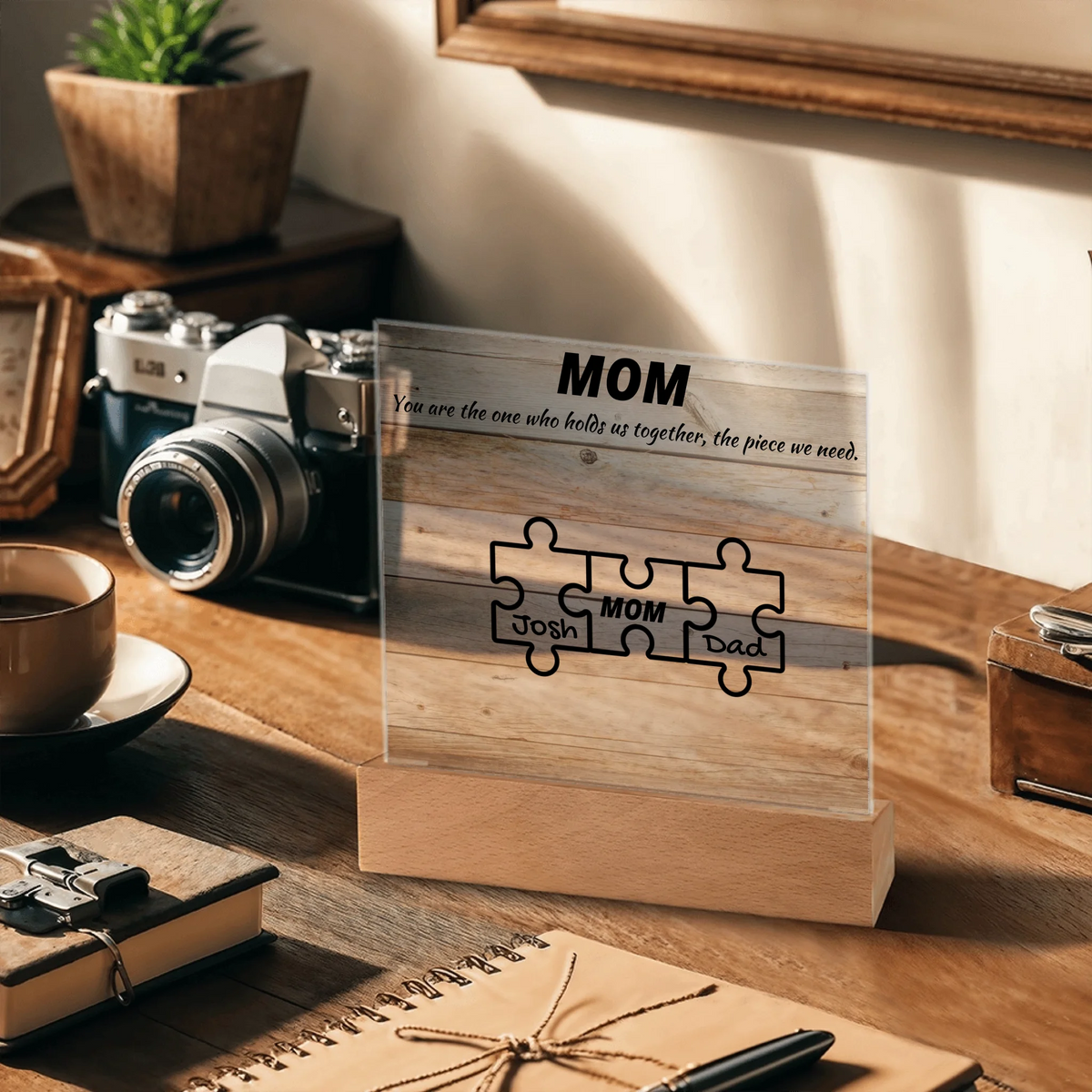 Custom Puzzle Piece Mom Acrylic Plaque - Endless Love Gifts Acrylic Plaque Custom Puzzle Piece Mom Acrylic Plaque / Default / Corded Base