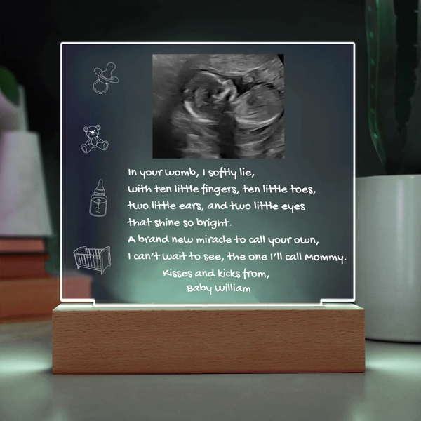 Custom Sonogram Plaque – New Mom Gift Idea - Endless Love Gifts Customizer Custom Sonogram Plaque – New Mom Gift Idea / Default / Battery Powered LED Base