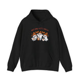 Black hoodie with Halloween-themed design on a white background