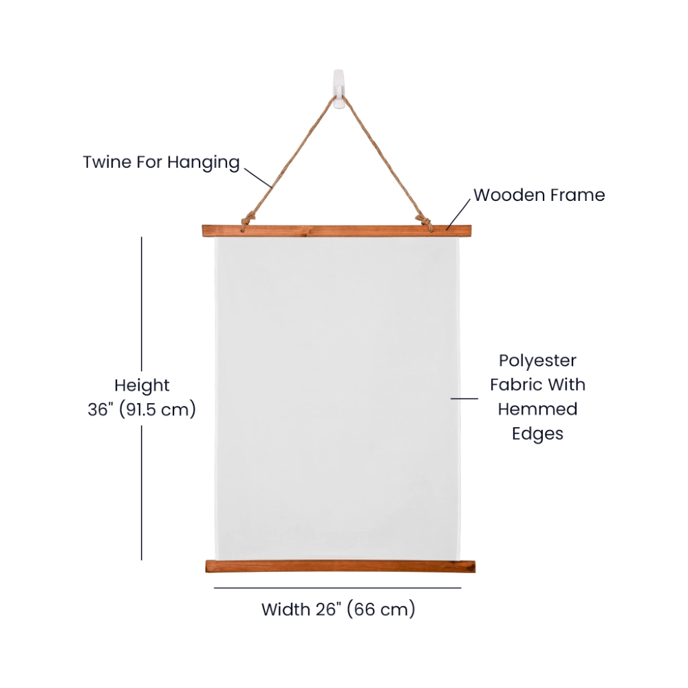 Specification Images for the Wood Topped Wall Tapestry Specs Vartical