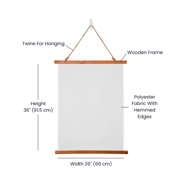 Specification Images for the Wood Topped Wall Tapestry Specs Vartical