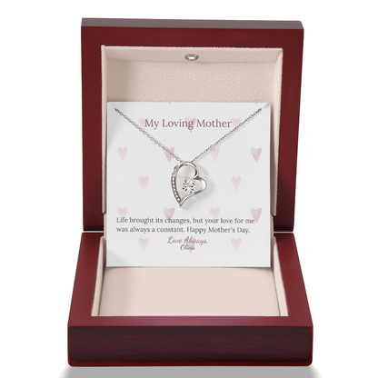 Heartfelt Mother's Day Gift – Forever Love Necklace with Custom Name - PawsMartOnline Jewelry 14k White Gold Finish / Mahogany W/ LED Spotlight