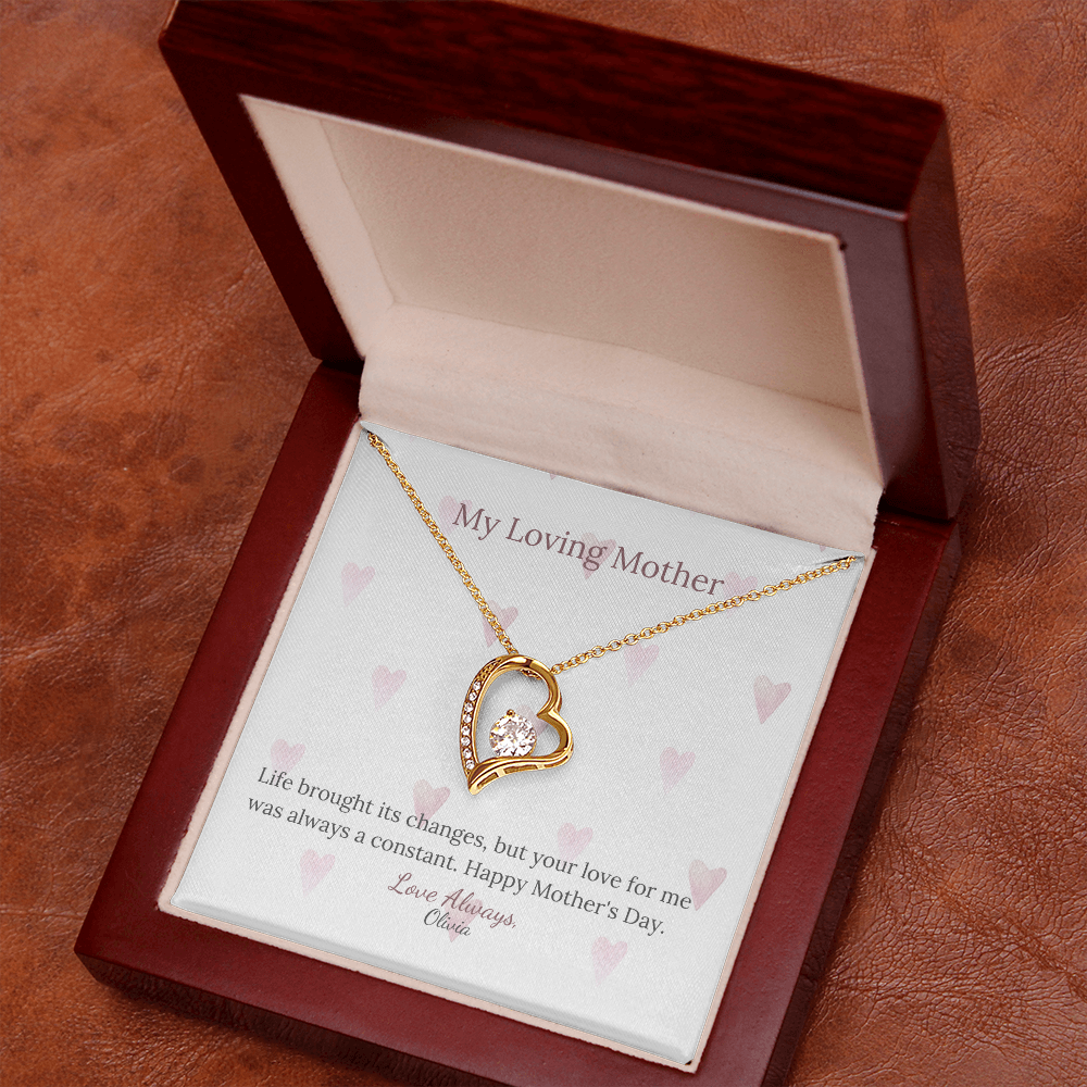 Heartfelt Mother's Day Gift – Forever Love Necklace with Custom Name - PawsMartOnline Jewelry 14k White Gold Finish / Mahogany W/ LED Spotlight
