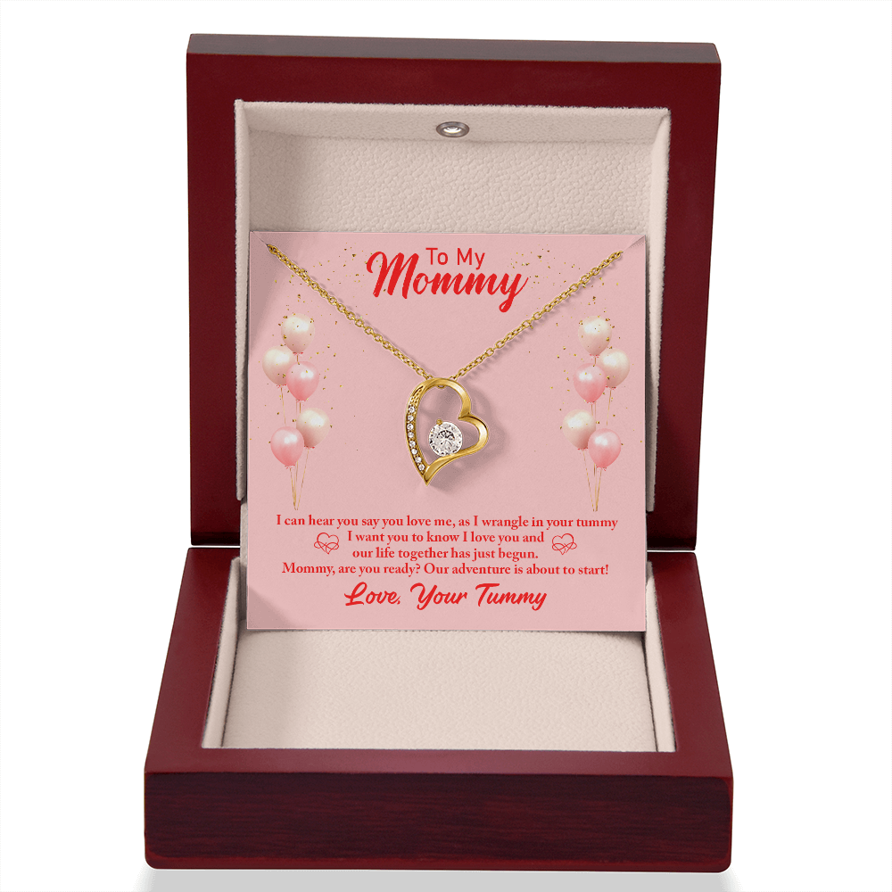 Forever Love Necklace – Gift for Mom-to-Be - Endless Love Gifts Jewelry 18k Yellow Gold Finish / Mahogany W/ Spotlight