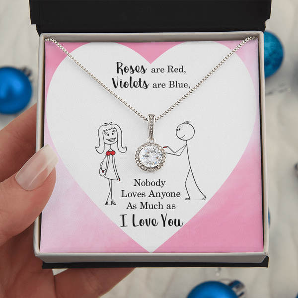 Roses Are Red, Violets Are Blue Necklace - PawsMartOnline Jewelry Mahogany Box with LED Spotlight