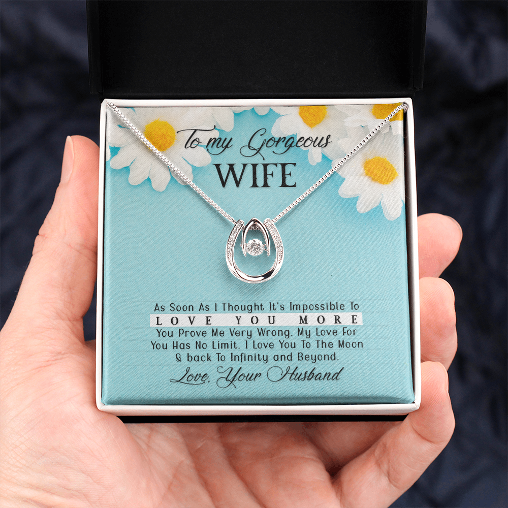 My Gorgeous Wife Necklace - Endless Love Gifts Jewelry Mahogany Box with LED Spotlight