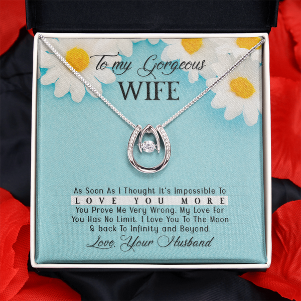 My Gorgeous Wife Necklace - Endless Love Gifts Jewelry Mahogany Box with LED Spotlight
