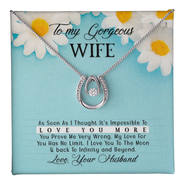 My Gorgeous Wife Necklace - Endless Love Gifts Jewelry Mahogany Box with LED Spotlight