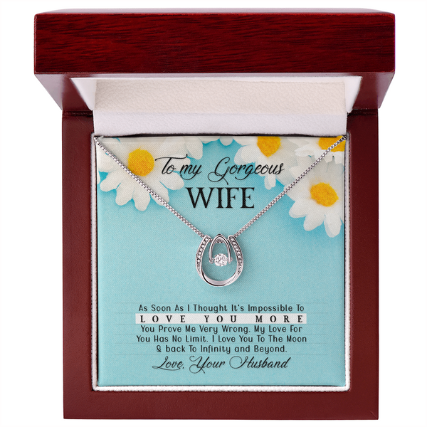 My Gorgeous Wife Necklace - Endless Love Gifts Jewelry Mahogany Box with LED Spotlight