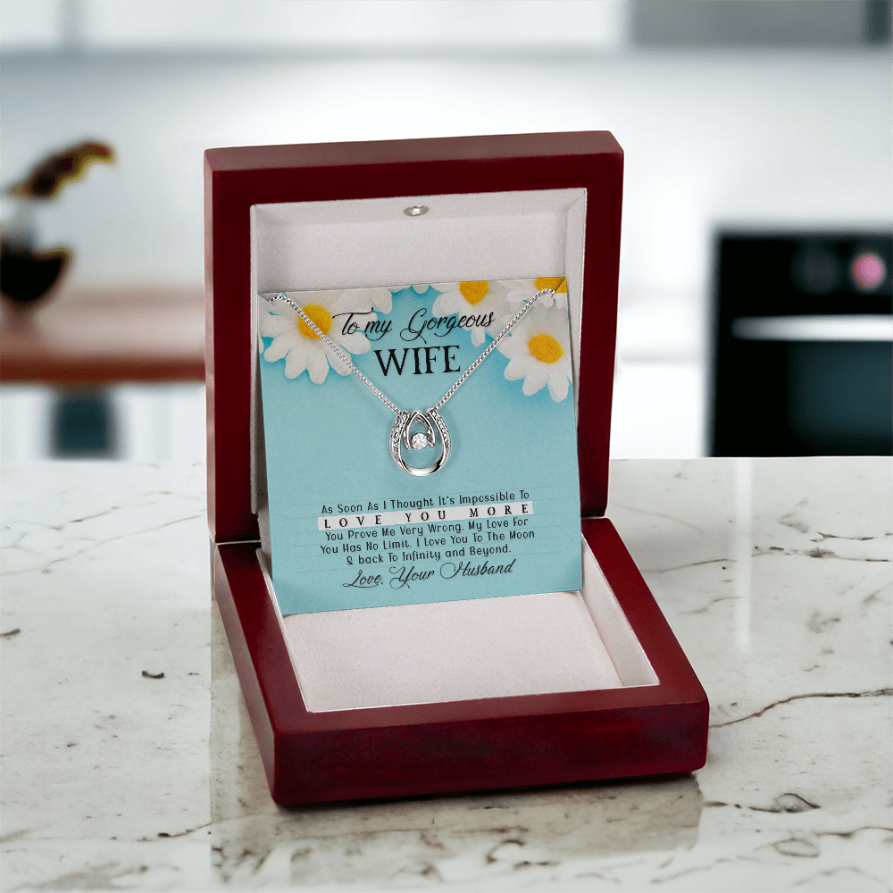 My Gorgeous Wife Necklace - Endless Love Gifts Jewelry Mahogany Box with LED Spotlight
