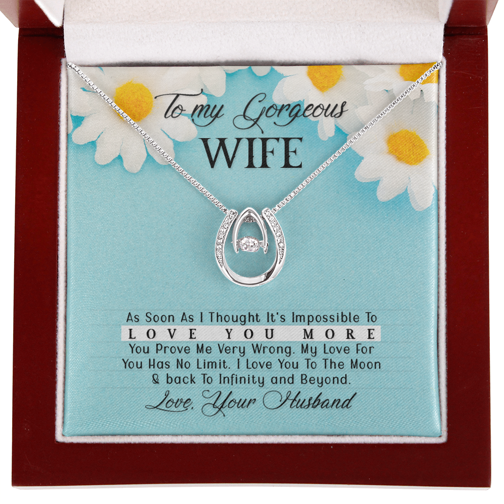 My Gorgeous Wife Necklace - Endless Love Gifts Jewelry Mahogany Box with LED Spotlight