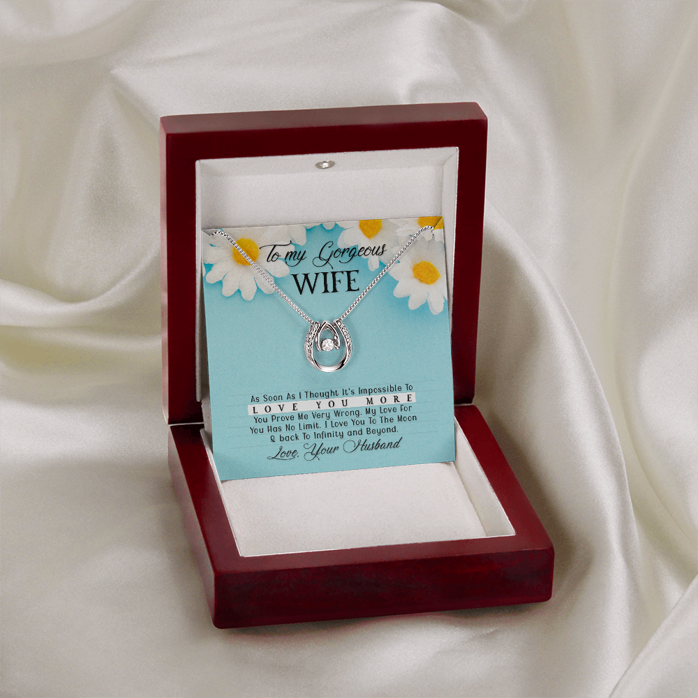 My Gorgeous Wife Necklace - Endless Love Gifts Jewelry Mahogany Box with LED Spotlight
