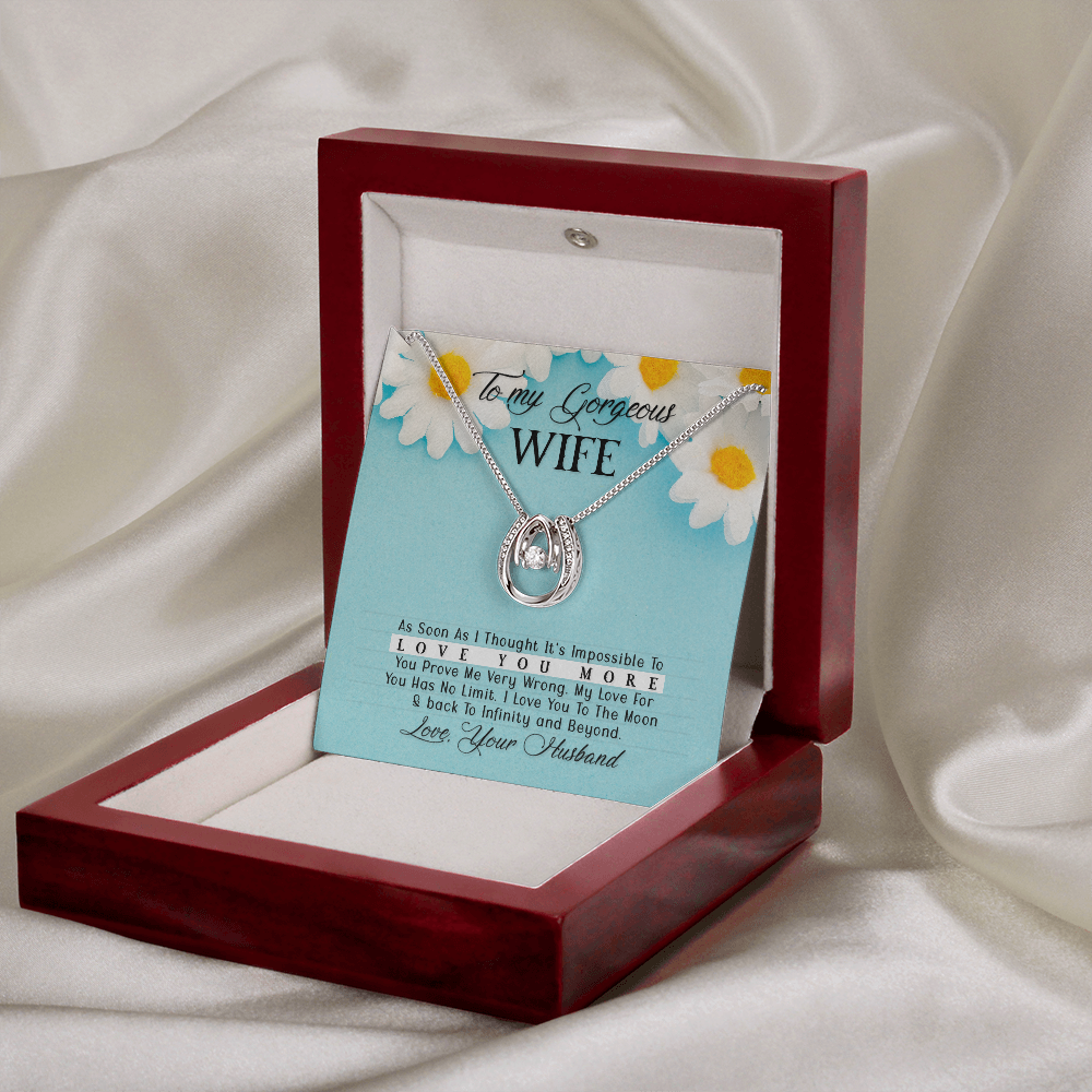 My Gorgeous Wife Necklace - Endless Love Gifts Jewelry Mahogany Box with LED Spotlight