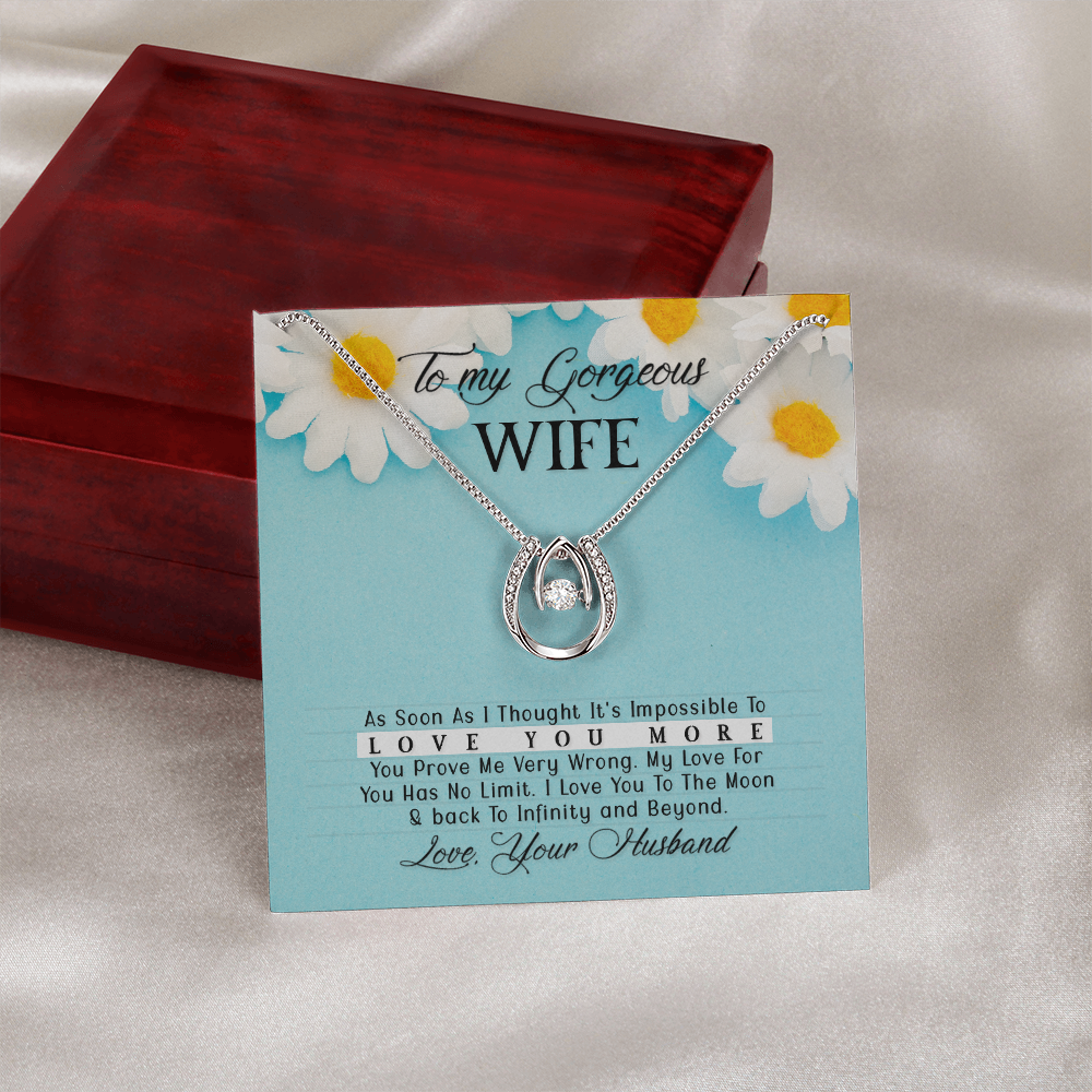 My Gorgeous Wife Necklace - Endless Love Gifts Jewelry Mahogany Box with LED Spotlight
