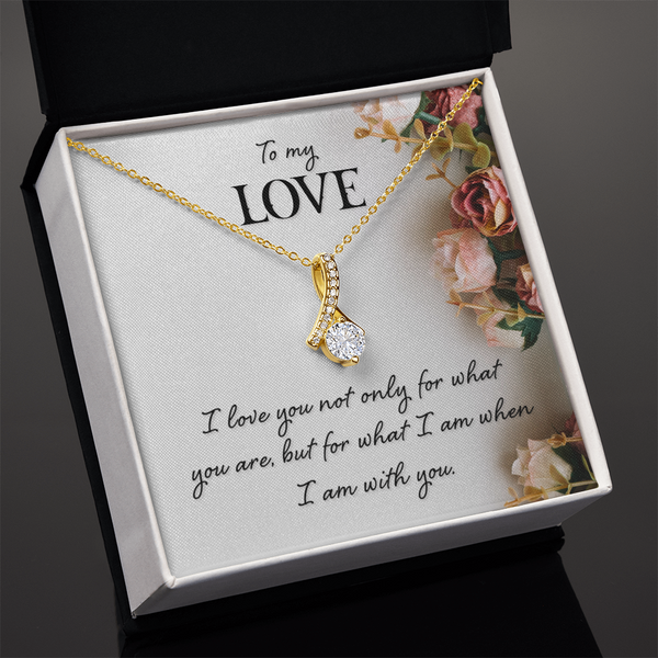To My Love Beauty Necklace - Endless Love Gifts Jewelry Mahogany Box with LED Spotlight / 18K Yellow Gold Finish