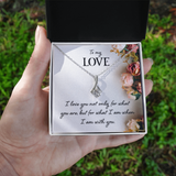 To My Love Beauty Necklace - Endless Love Gifts Jewelry Mahogany Box with LED Spotlight / 18K Yellow Gold Finish