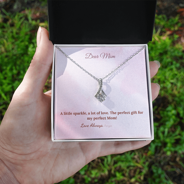 Personalized Alluring Beauty Necklace – The Perfect Gift for Mom - PawsMartOnline Jewelry 14k White Gold Finish / Mahogany W/ LED Spotlight